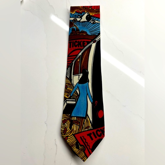 1991 BEATLES “Ticket To Ride” VNTG Tie 100% Silk collectible Apple Corps Limited - Picture 1 of 9